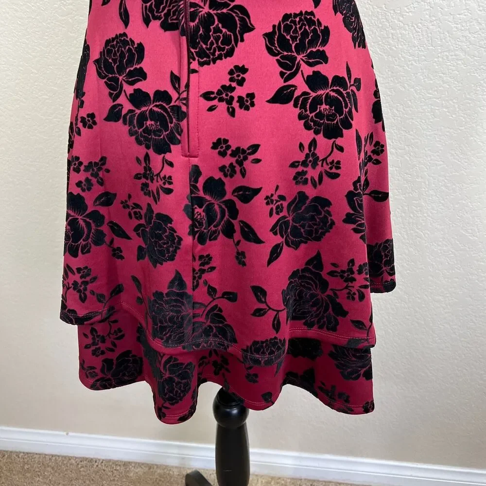 City Studio Burgundy Dress fit flare sleeveless dress size 7/8 baddie streetwear